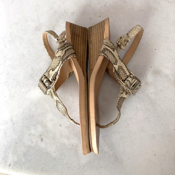 Coach wedge slingback Danielle sandal, neutral snakeskin / python print, t strap - Picture 5 of 8